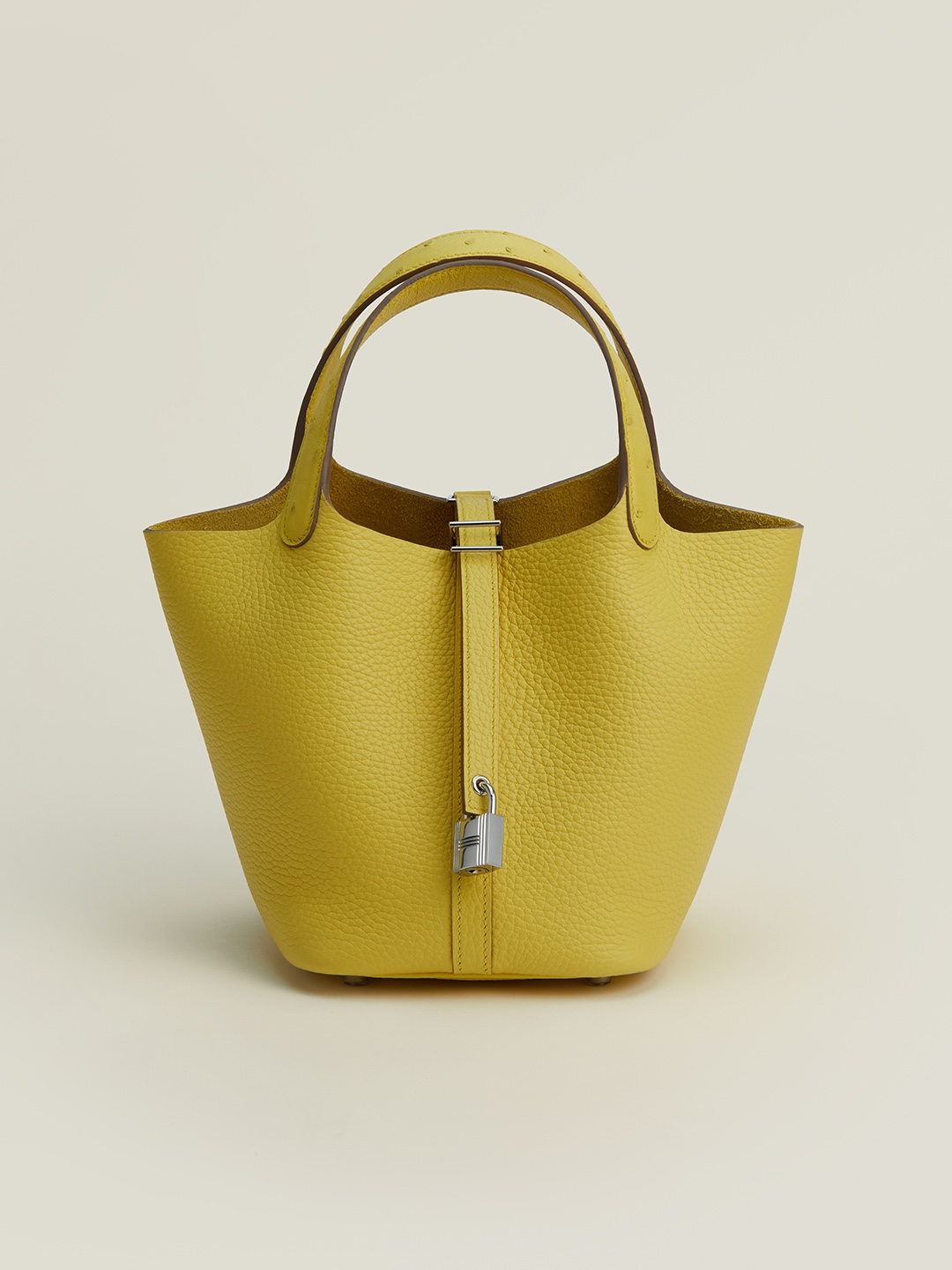 Hermes Picotin Lock 18 Bag In Jaune Poussin Clemence Leather